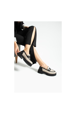 Kadın Yüksek Taban Günlük Loafer Vela - Bej Ve Siyah Bej Ve Siyah