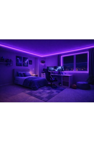 Neon Led Şerit Mor 5 Metre Dc 12v Ip65 Dış Mekân Uyumlu Esnek Aydınlatma