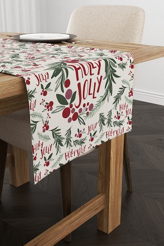 Kırmızı Yeşil Yılbaşı Temalı Dijital Baskılı Runner Cgh794-Rn