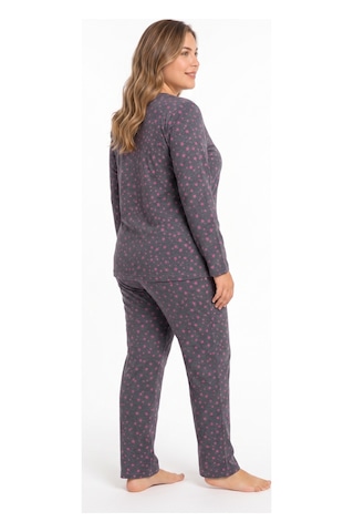 Sleeproom Büyük Beden Kadın Mevsimlik Pointiel Yıldız Desen Pijama Takımı Antrasit