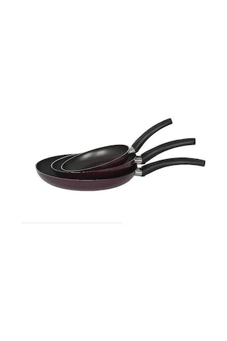 Mehtap 3 Lü Teflon Tava Seti 18+22+26 CM Kırmızı-mor
