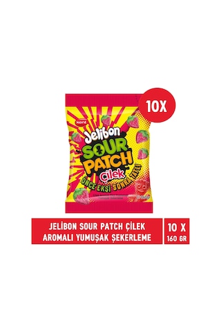 Kent Jelibon Sour Patch Çilek Aromalı Yumuşak Şekerleme 10 x 160 G