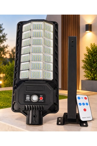 2000w Solar Led Projektör Güneş Enerjili Sensörlü - 336 Led Kumandalı Direkli Bahçe Sokak Aydınlatma