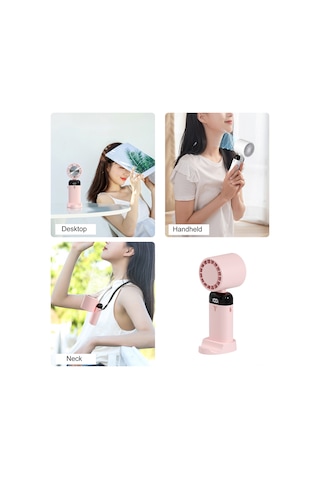 Samdoo S3214 Pembe El/lehim/masa Fanı - 90 Ayar, 3 Hız, 3600mah Pil, Telefon Tutucu, Pil Göstergesi Soğutma Yok Pembe