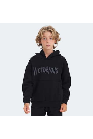 Slazenger LEXUS Çocuk Kapüşonlu Cepli Siyah Sweatshirt
