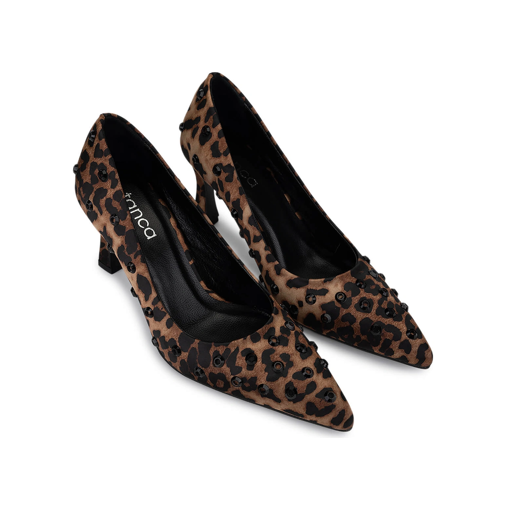 Tamer Tanca Kadın Saten Leopar Topuklu Ayakkabı 735 8779 Bn Ayk Sk25-26 Leopar Leopar