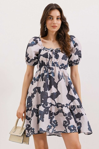 Bigdart 2351 Kloş Poplin Elbise - D. Siyah 001