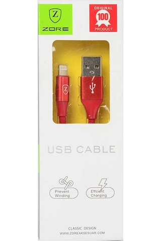 Mobilefix Kırmızı Metal Uçlu Lightning Usb Kablo