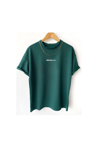 Flood Of Style Erkek Nefti Yeşili Brooklyn Baskılı Oversize Yeşil