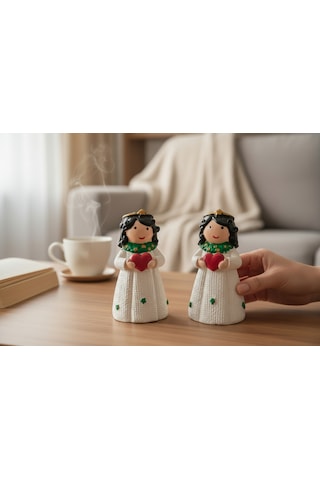 2 Li Yılbaşı Hediyelik Melek Biblo 2 Li Set