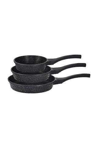 Neptün 3 Parça Döküm Tava Set Mini Siyah 18/22/26 Cm Yapışmaz