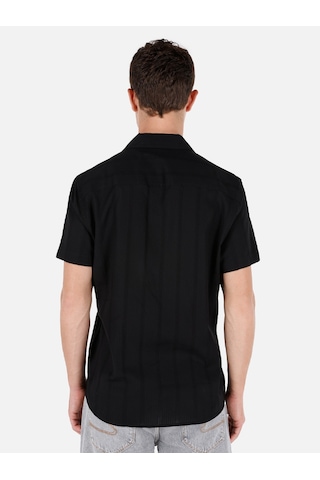 Colin's Colins Regular Fit Shirt Yaka Çizgi Çizgili Siyah Erkek Kısa Kol Gömlek Cl1067069 Q1.v1 Blk Siyah