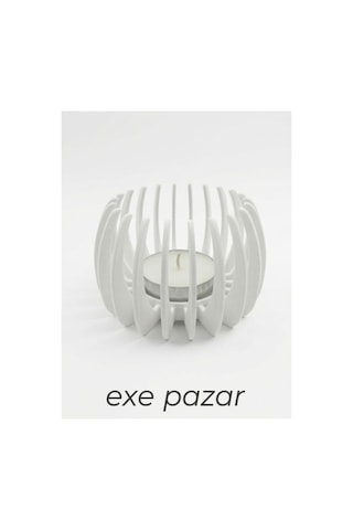 Exe Pazar Litus Tealight Mumluk 8x5 Cm Modern Ev Dekorasyon Hediyelik Ve Konsept Beyaz