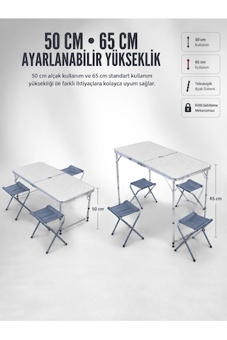 Zenvia 4 Sandalyeli Katlanabilir Kamp Masası Portatif Bahçe Kamp Ve Piknik Masa Seti Znv2026 Çok Renkli