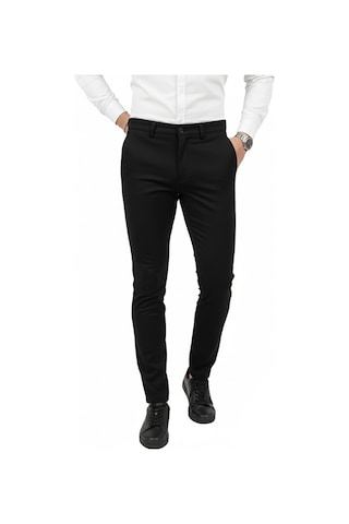 Deepsea Erkek Siyah Modern Fit Likralı Kumaş Pantolon Günlük & Ofis Kullanımı 2602020 Siyah