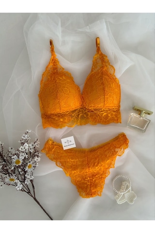 Mh Moony Homewears Premium Turuncu Bralet Takımı Turuncu