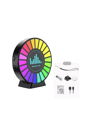 Rgb Sese Müziğe Duyarlı Araç İçi Kokulu Ritim Animasyonlu 22 Ledli Usb Şarjlı Led Yuvarlak Ekolayzer Çok Renkli