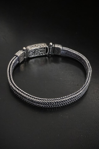 Encili Silver 925 Ayar Gümüş Özel Kilit Tasarımlı Kalın Model Erkek Bileklik Gümüş