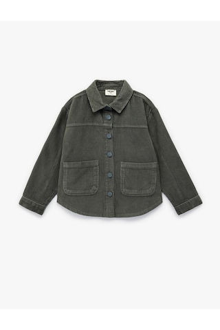 Koton Pamuklu Uzun Kollu Oversize Kadife Gömlek Gri 6wkg60019aw Gri
