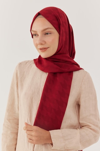 Mirsoy Scarf Kazayağı Desen İpeksi Jakar Şal - Bordo Bordo