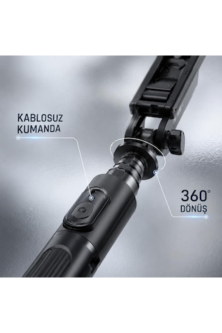 Hp-t08 Selfie Çubuğu Uzaktan Kumandalı 157 Cm Tripod Özçekim 360 Derece Alüminyum Masa Üstü Tripod Diğer