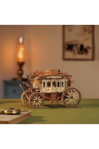 Rokr Amka1 Müzik Kutusu Stage Coach Music Box Dıy Mechanical 3d Wooden Puzzle Maket Model Seti 3d Model Kit Detaylı Dekoratif Hobi Seti Ahşap Maket Hareketli