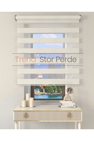 Beyaz Etek Dilimsiz Zebra Stor Güneşlik Perde Beyaz