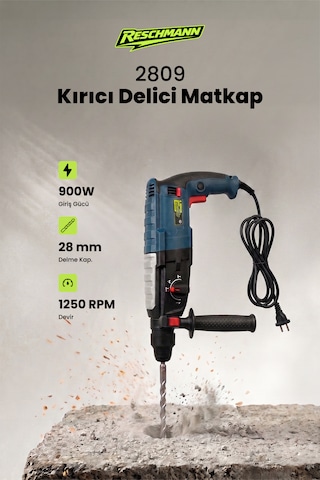 Reschmann R-2809 028-RE0031 Sds Plus 900W 28MM Profesyonel Kırıcı Delici Matkap