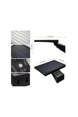 Besthome1 Güneş Enerjili Duvar Lambası, Pır Sensörlü, 104 Led, 4 Mod, 5200mah Pil, Ip65 Su Geçirmez, Type-c Şarj, Kumanda Kont Siyah