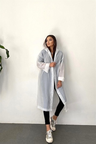 Unisex Kadın Ve Erkek Yağmurluk %100 Eva Çıtçıtlı Kapüşonlu Beyaz