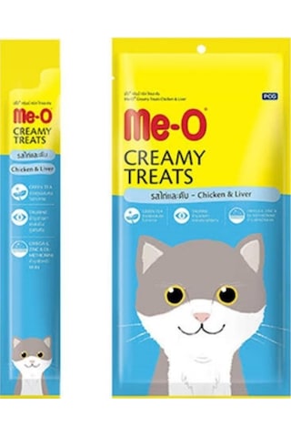 Me-O Creamy Treats Tavuklu ve Ciğerli Kedi Ödülü 4 x 15 G