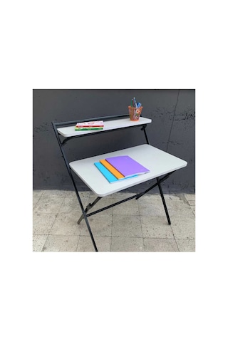 49x83 Cm Çalışma Masası Metal Ayaklı Ders Çalışma Masası Beyaz