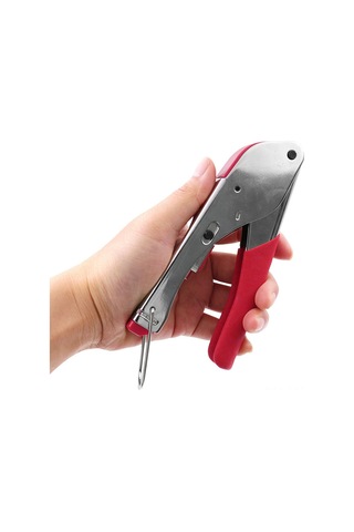 Youtek Rg59 Rg6 Eksenel Kablo F Bağlantı Presi - Çelik+abs Malzemeyle Kablo Montaj Aracı Plastik Poşetli Kırmızı