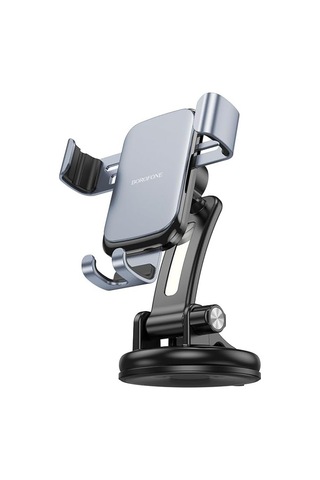 Borofone Warrior Siyah Araç İçi Telefon Tutucu, 4,5-7 İnç Mobil Telefonlar İçin Ayarlanabilir, Hareketli Ekleme Ve Kol Genişliği, Dayanıklı Plastik, Kolay Montaj Ve Kullanım Bh95
