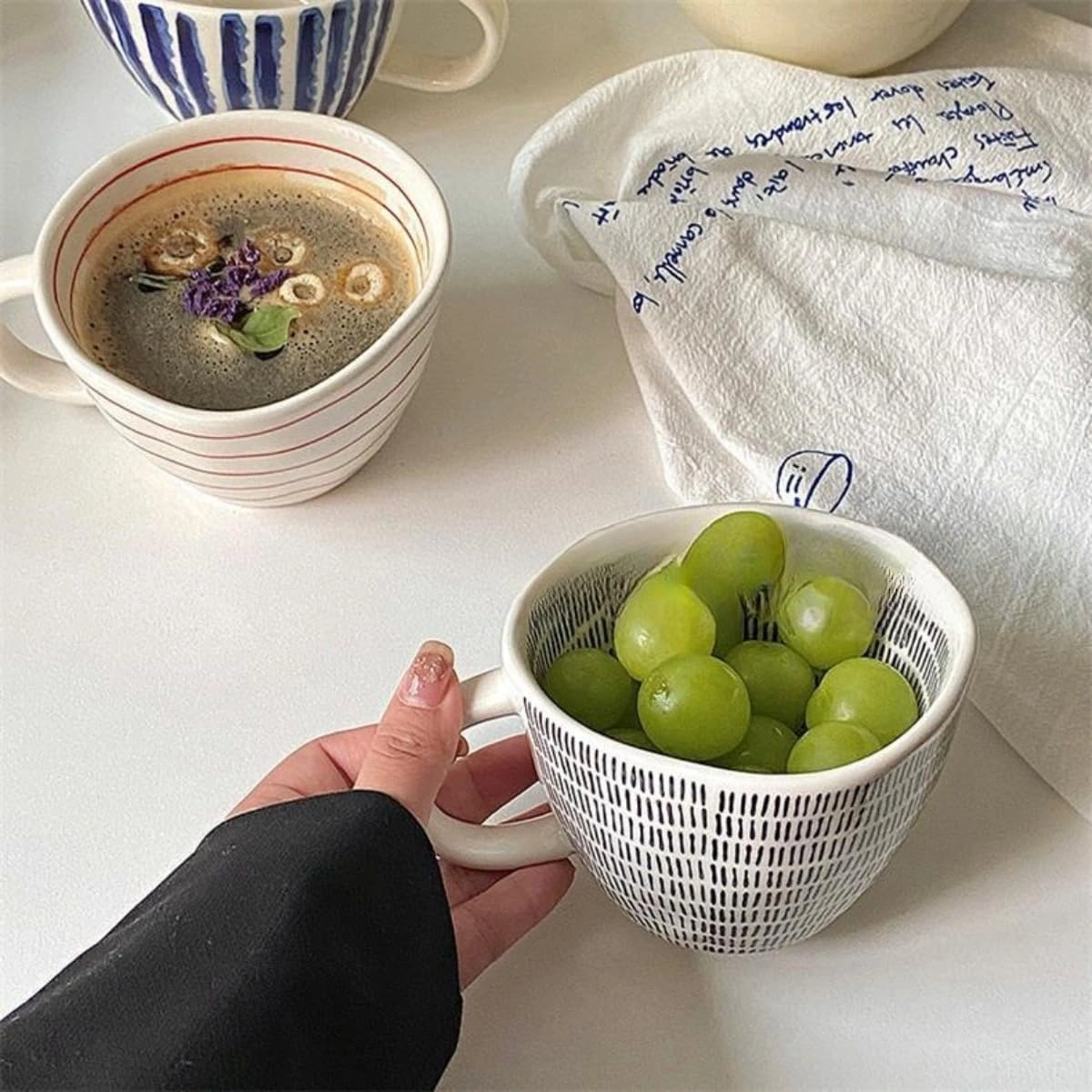 Retro Seramik Kupa Düzensiz Saplı Seramik Kahve Kupası 340ml/11.5oz Su Bardağı Sevimli Yenilikçi Çocuk Doğum Günü Hediyesi Diğer