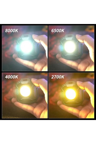 Cob Cep Lambası Anahtarlık El Feneri Usb Şarj Edilebilir 6 Mod Süper Parlak Mini Taşınabilir Mıknatıslı Çalışma Işığı Açık Hava Kampı Beyaz Işık-3 Mod