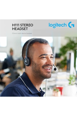 Shineyee Logitech H111 Kulaküstü Kulaklık: 3.5mm Kablolu, Döner Mikrofonlu, Stereo Ses, Oyun/müzik/arama İçin, Ayarlanabilir Başağzı