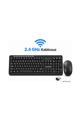 Platoon Pl-355 Kablosuz Türkçe Q Klavye Mouse Seti 2.4 Ghz Usb Nano Alıcılı Multimedya Optik