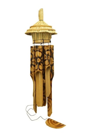 Hasır Kuş Yuvalı Bambu Rüzgar Çanı 45 cm