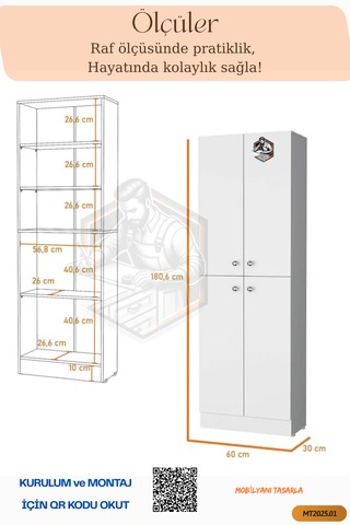Mobilyanı Tasarla Tamamı Mdf 4 Kapılı Ve 5 Gizli Raflı Kiler...