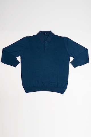 Woolen World Polo Yaka Battal Büyük Boy Yünlü Triko Kazak İndigo