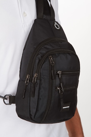 Newish Polo Erkek Kumaş Usb Kulaklık Çıkışlı Bodybag Göğüs Ve Omuz Çantası New172 - Siyah