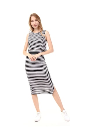 Luvmabelly Myra5552 - Emzirme Elbise Kolsuz Yırtmaçlı Çizgili - Siyah-siyah