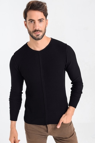 Heyss Bisiklet Sosis Yaka Erkek Triko Kazak Ön Şerit Detaylı