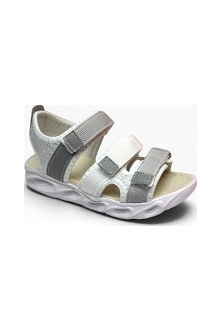 Arzen Bebe 231-26 3 Cırtlı Anatomik Çocuk Sandalet Beyaz Gri 31-35