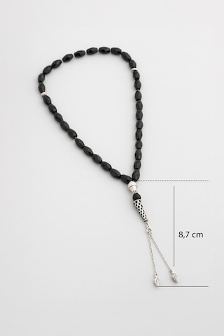 Doğal Oniks Taşlı 24 Cm Gümüş Tesbih Beyaz