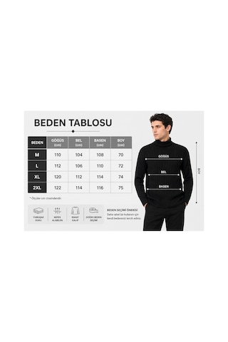 Neco Giyim Erkek Balıkçı Yaka Boğazlı Fitilli Triko Kazak Uzun Kollu Basic Kışlık Kazak Siyah Siyah