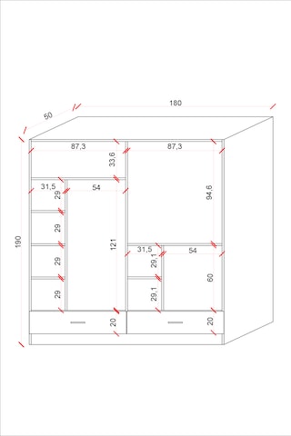 Ases Mobilya Ases Ela127 Modern 4 Kapaklı 2 Çekmeceli Geniş Gardırop Giysi Dolabı Beyaz Beyaz