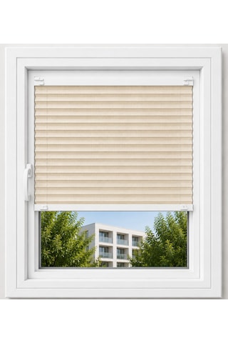 Krem Plise Perde Katlanır Cam Balkon, Mutfak, Salon Ve Ofis Perdesi
