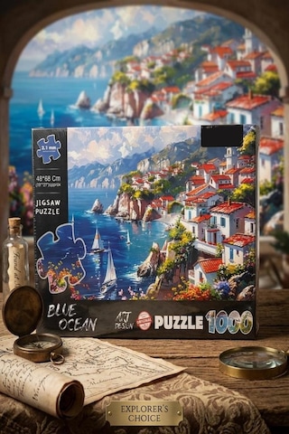 1000 Parçalı Blue Ocean Okyanus Manzarası Tasarımlı Puzzle 48x68cm Eğitici Çocuk Yapboz 1